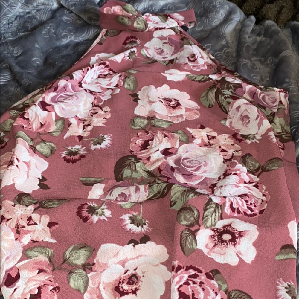 High neck tank top floral blouse